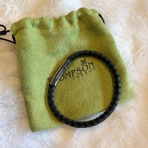 Thompson London men’s leather and silver bracelet